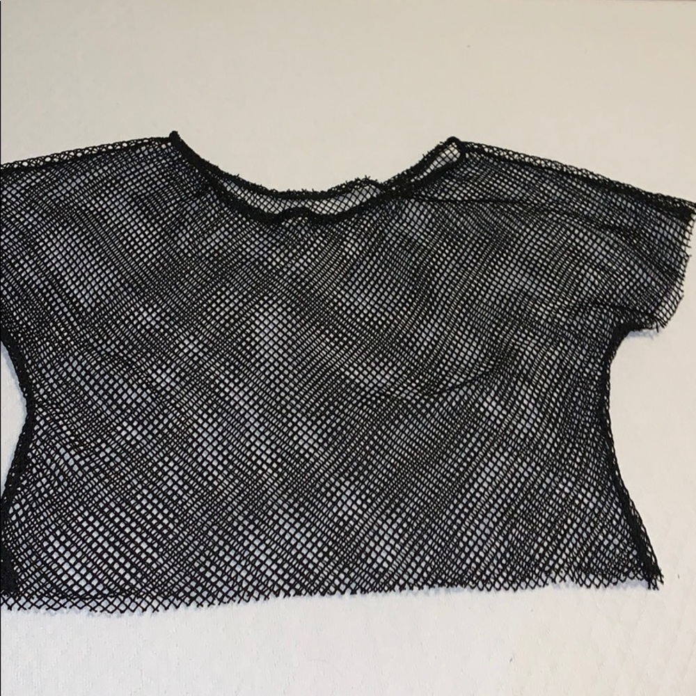 Cropped See Through Net T-shirt